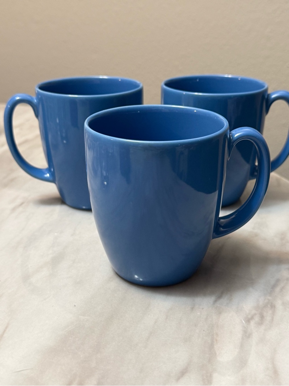 CORELLE blue coffee mugs set of 3 stoneware